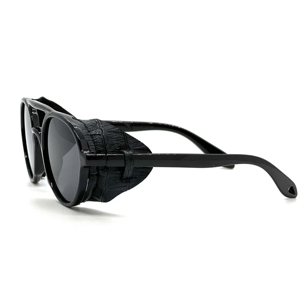 Round Sunglasses Dark Black Glasses Style Men Bold Black Unique Protective Music